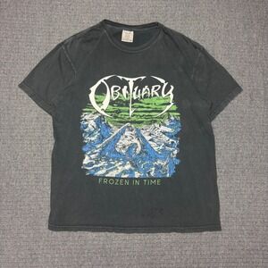 00s/Y2K Obituary Frozen in Time Band Shirt Grey Large Death Metal Tee